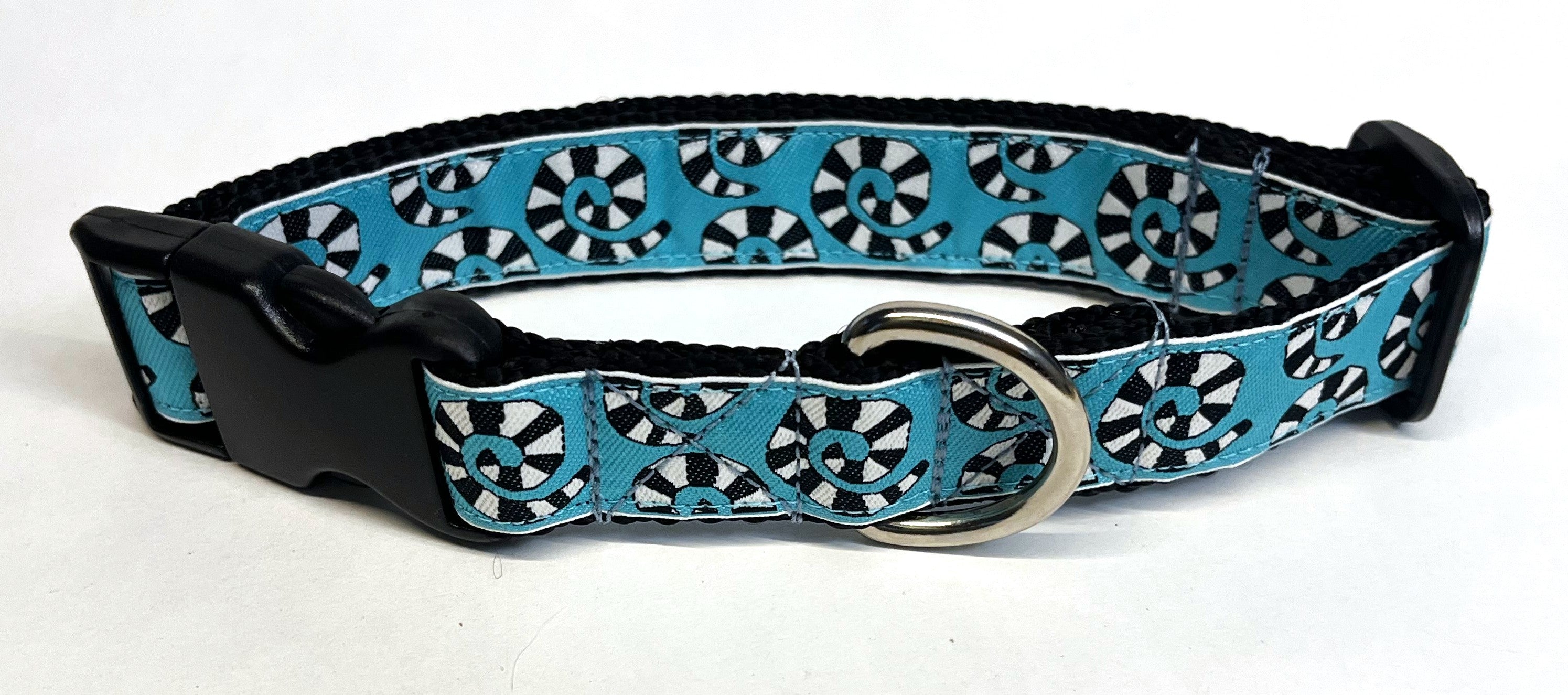 Blue with Black and White Swirls Dog Collar 1in