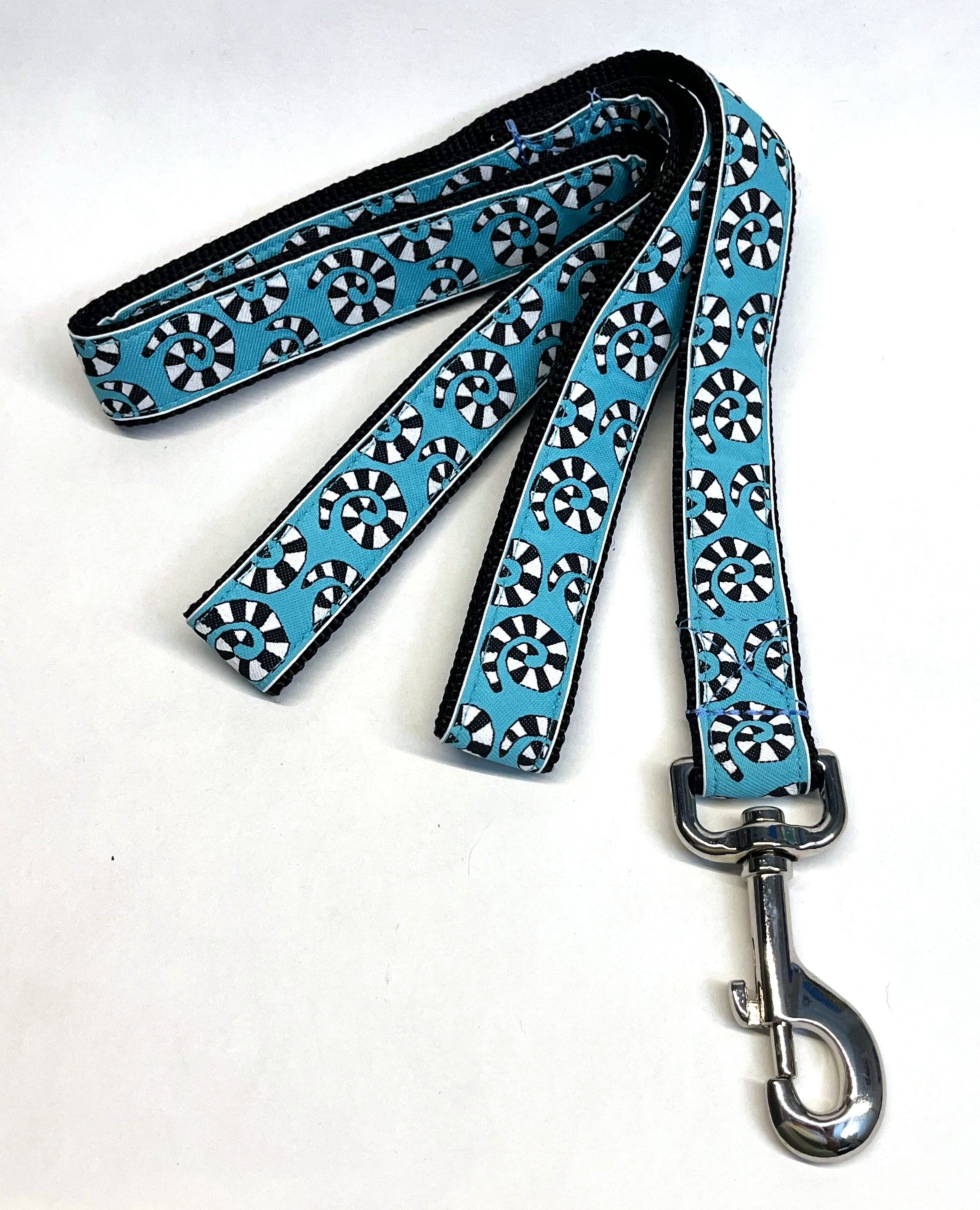 Blue with Black and White Swirls Dog Leash 1in