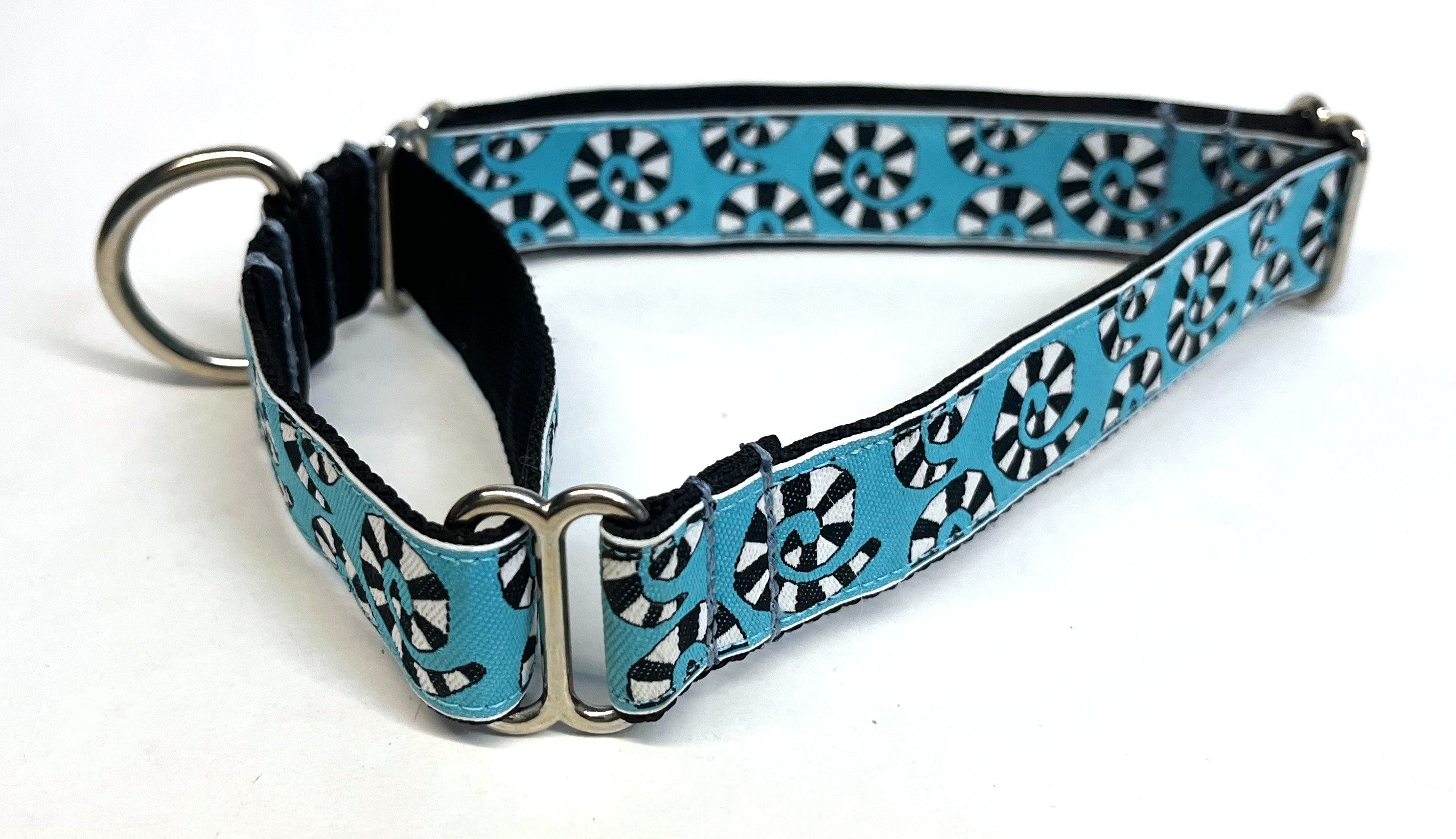 Blue with Black and White Swirls Martingale Collar 1in
