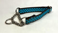 Blue with Brown Polka Dots Chain Martingale Collar 3/4