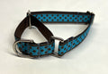 Blue with Brown Polka Dots Martingale Collar 3/4