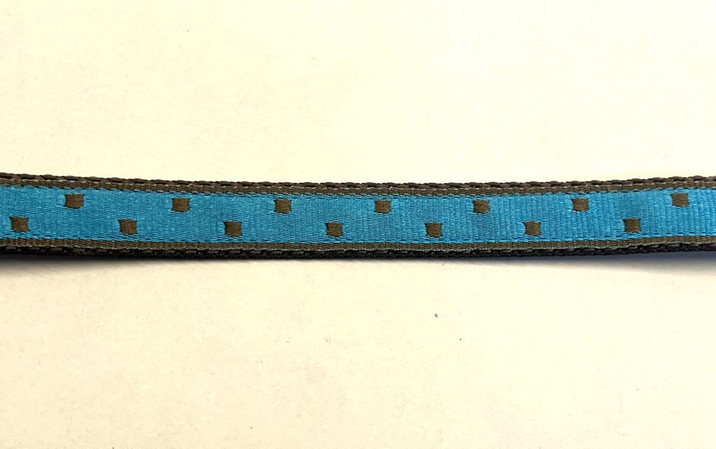 Blue with Brown Square Dots Martingale Collar 1/2