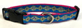 Blue with Gold Medallion Designs Dog Collar 1in