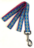 Blue with Gold Medallion Designs Dog Leash 1in