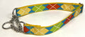 Blue with Green, Yellow, Red Argyle Design Chain Martingale Collar 1in