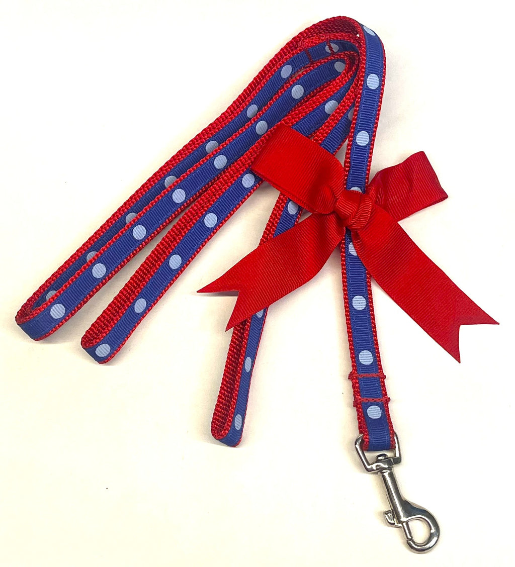 Blue with Light Blue Dots Dog Leash 1/2