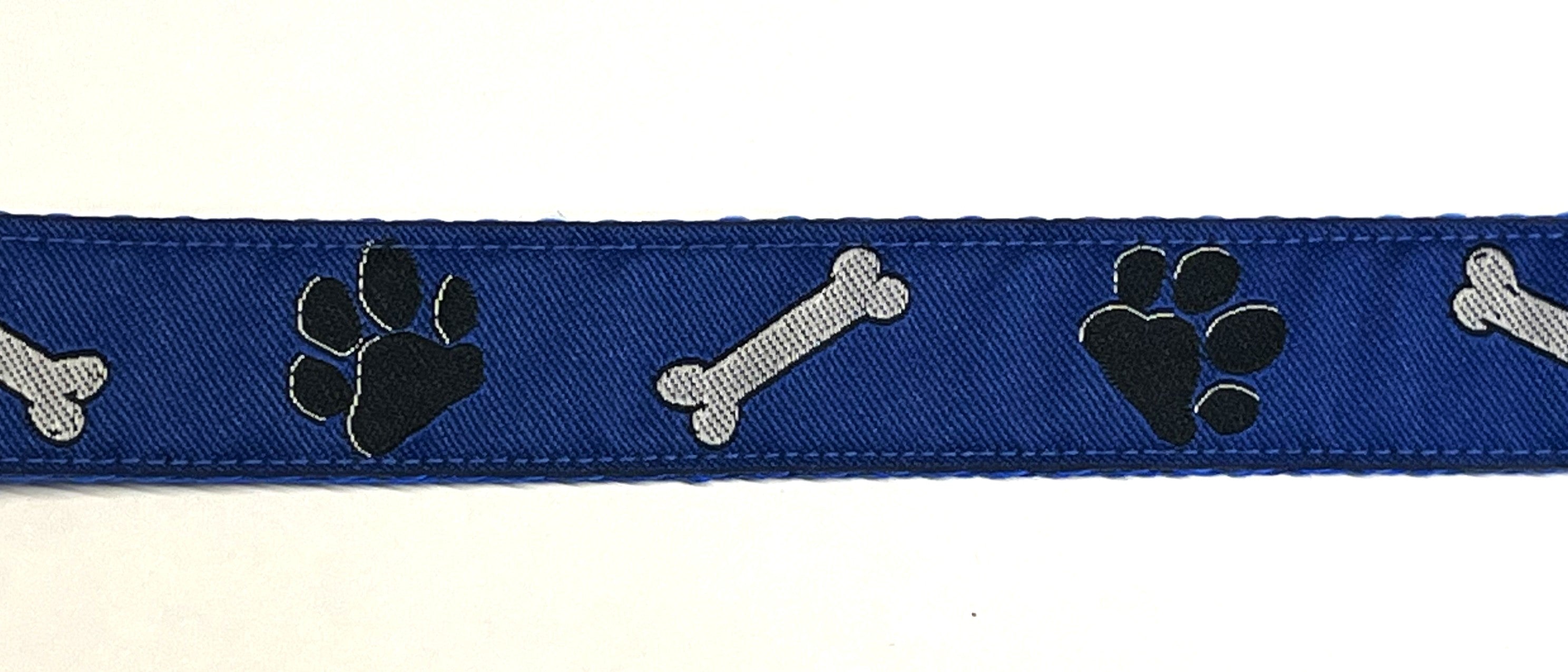 Blue with Paws and Bones Chain Martingale Collar 1in