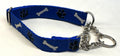 Blue with Paws and Bones Chain Martingale Collar 1in