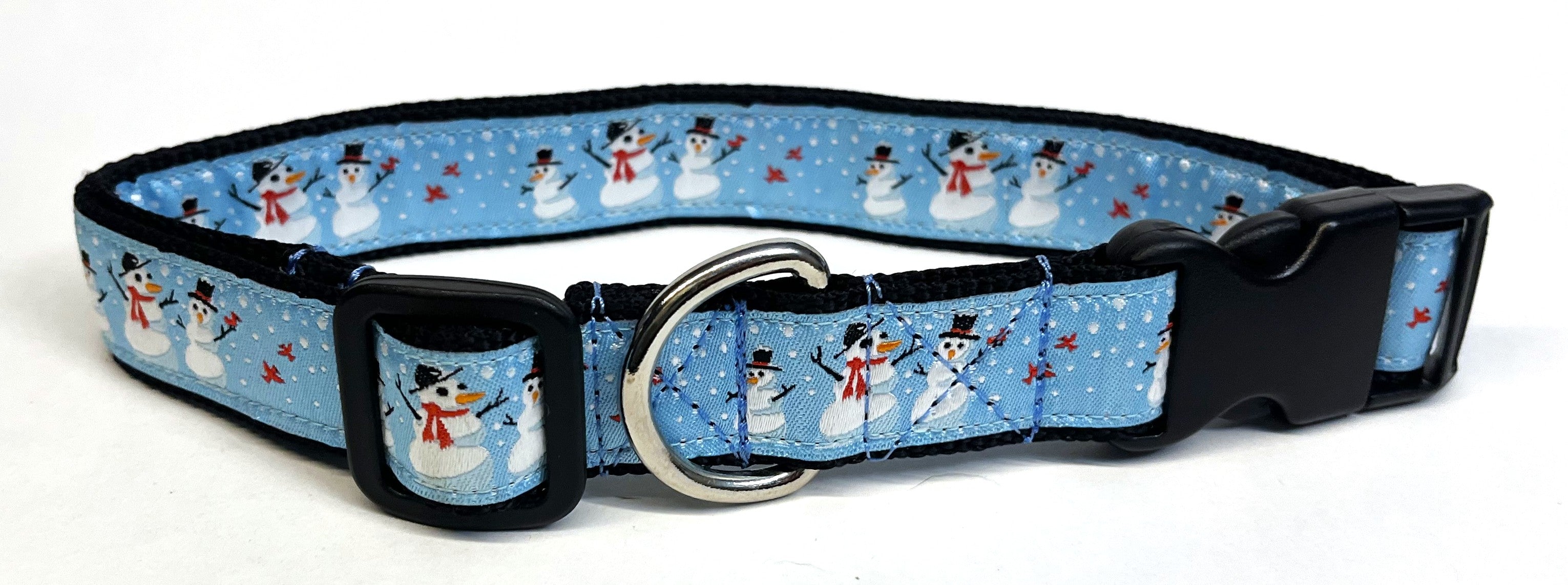 Blue with Snowmen Dog Collar 1in