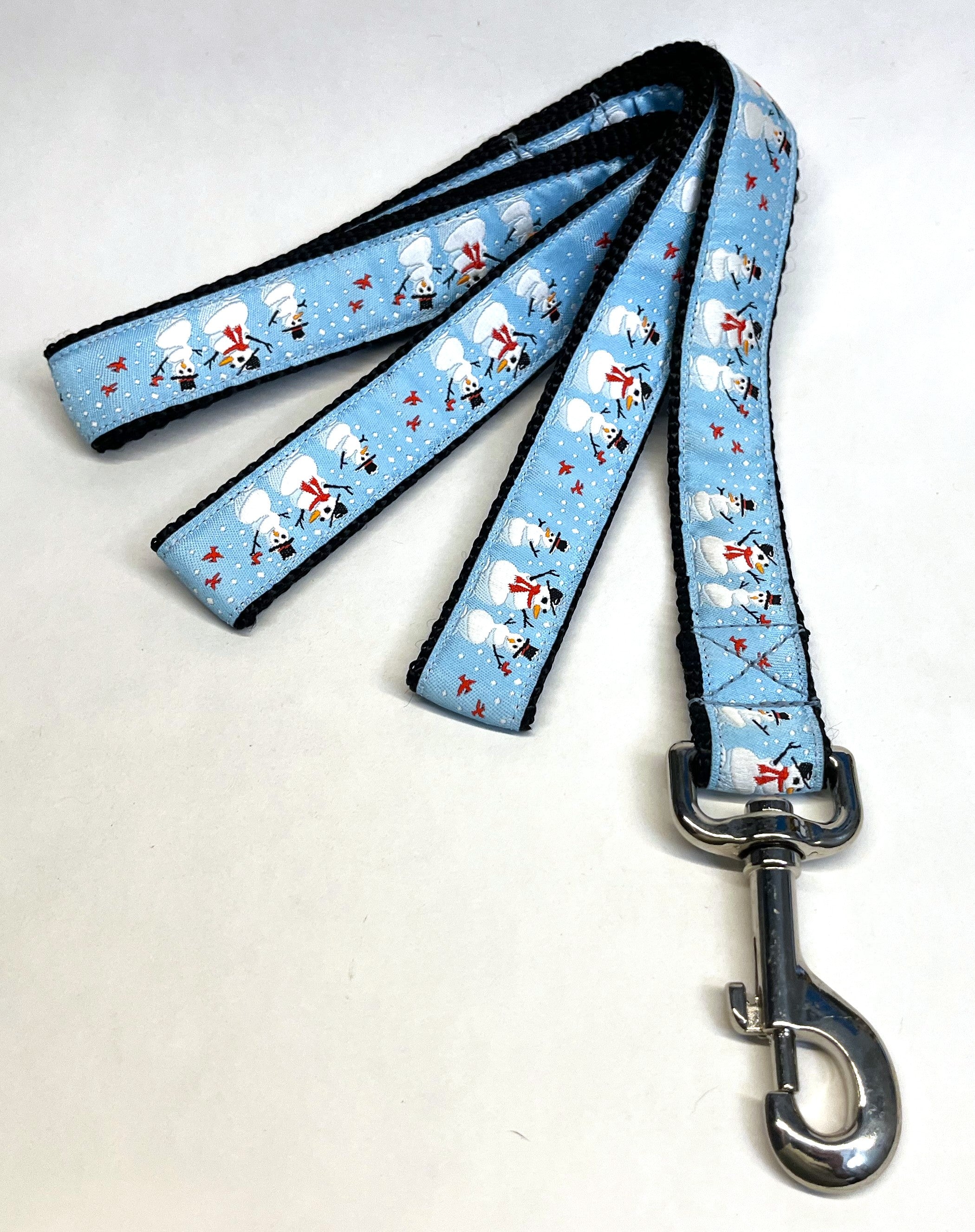 Blue with Snowmen Dog Leash 1in