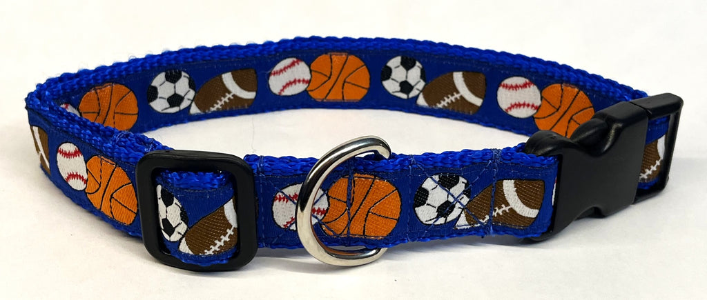 Blue with Sports Dog Collar 1in