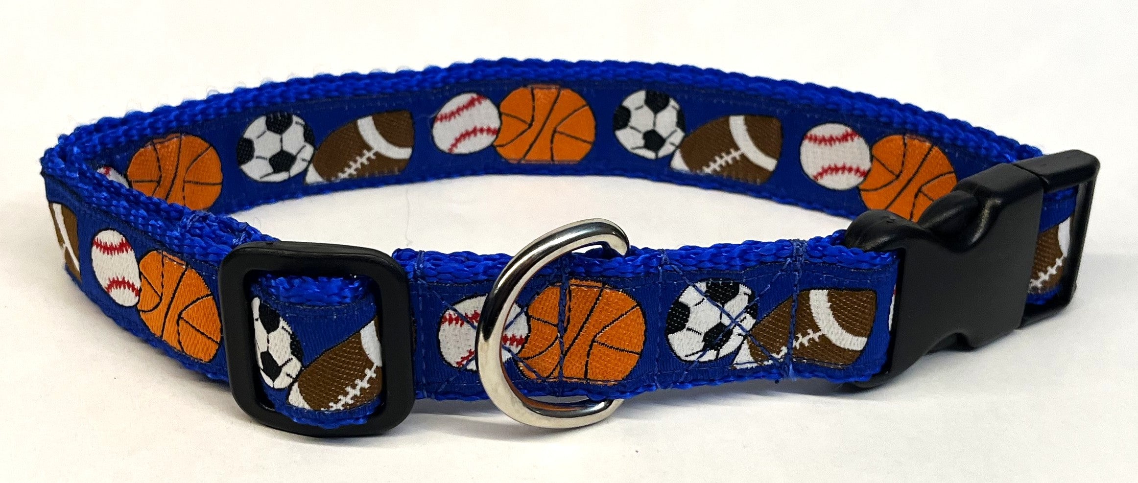 Blue with Sports Dog Collar 1in