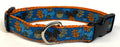 Blue with Squirrels, Acorns, and Leaves Dog Collar 1in