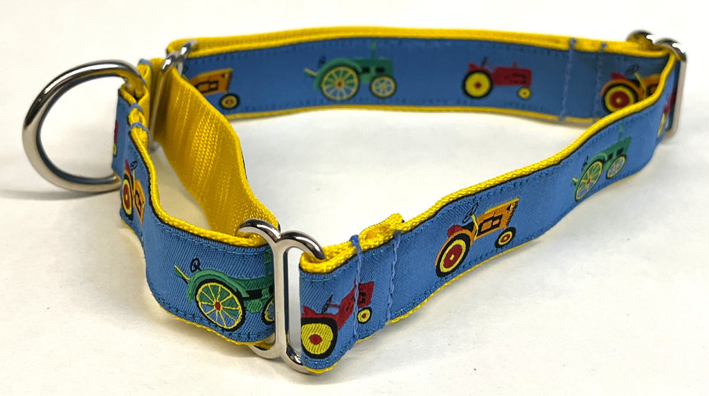 Blue with Tractors Martingale Collar 1in