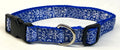 Blue with White Leaf Pattern Dog Collar 1in