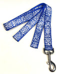 Blue with White Leaf Pattern Dog Leash 1in