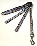 Blue with White and Brown Flowers Dog Leash 1/2