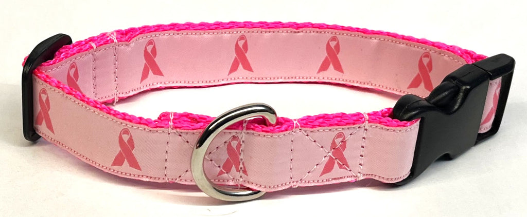 Breast Cancer Awareness Ribbon Dog Collar 1in