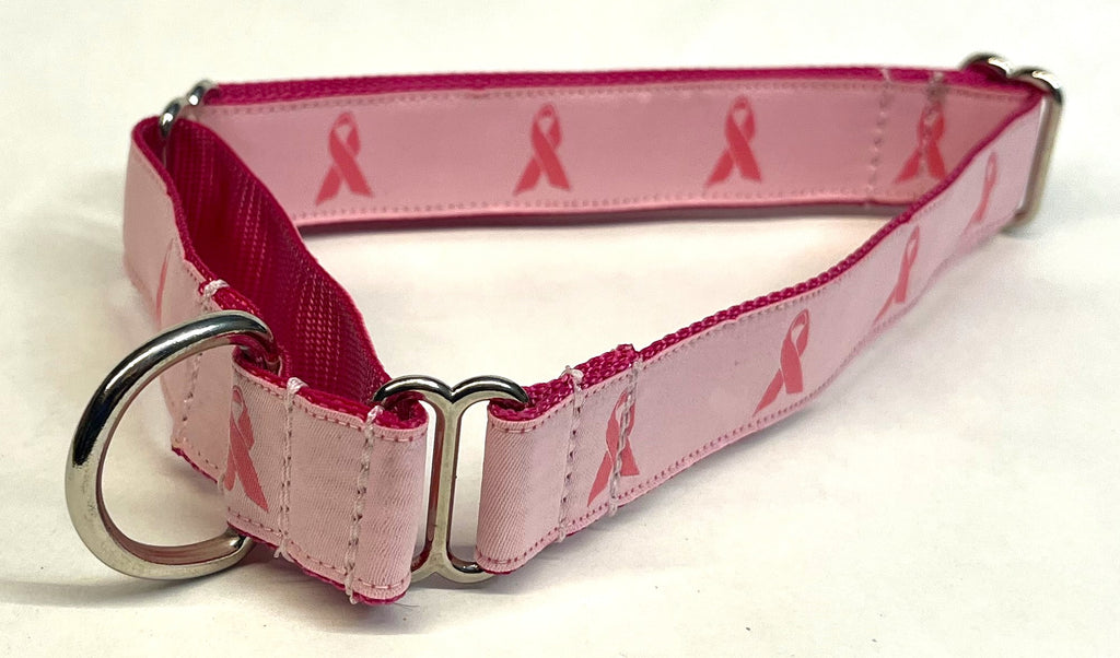 Breast Cancer Awareness Ribbon Martingale Collar 1in