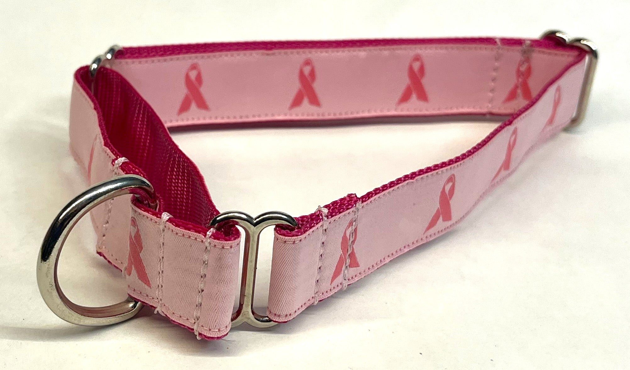 Breast Cancer Awareness Ribbon Martingale Collar 1in