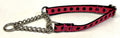 Bright Pink with Black Dots Chain Martingale Collar 1/2