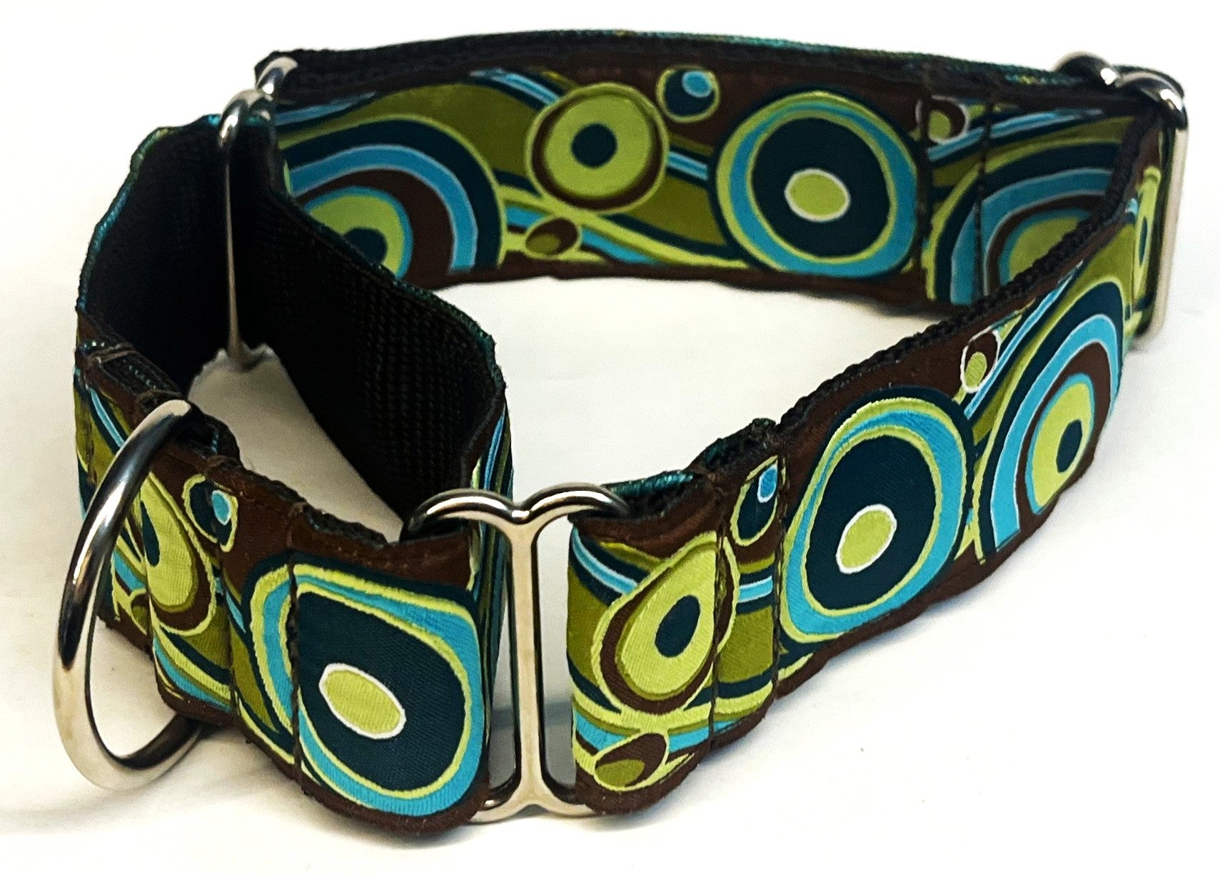 Brown, Blue, and Green Swoosh with Dots Martingale Collar 1 1/2 in