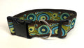 Brown, Blue, Green Swoosh with Dots Dog Collar 2in