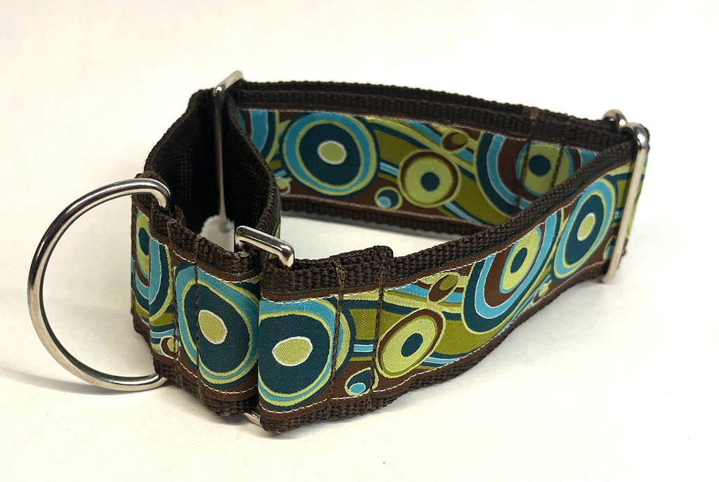 Brown, Blue, Green Swoosh with Dots Martingale Collar 2in