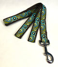 Brown Blue Green Swoosh with Dots Dog Leash 1in