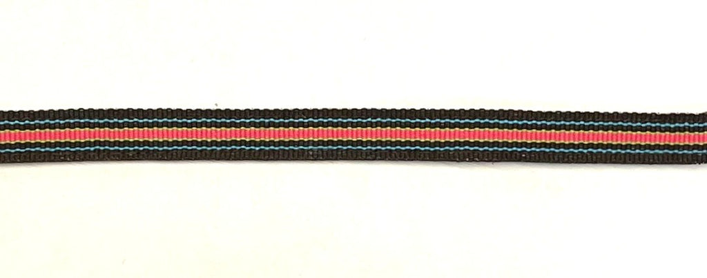 Brown with Blue, Green, and Pink Stripe Cat Collar
