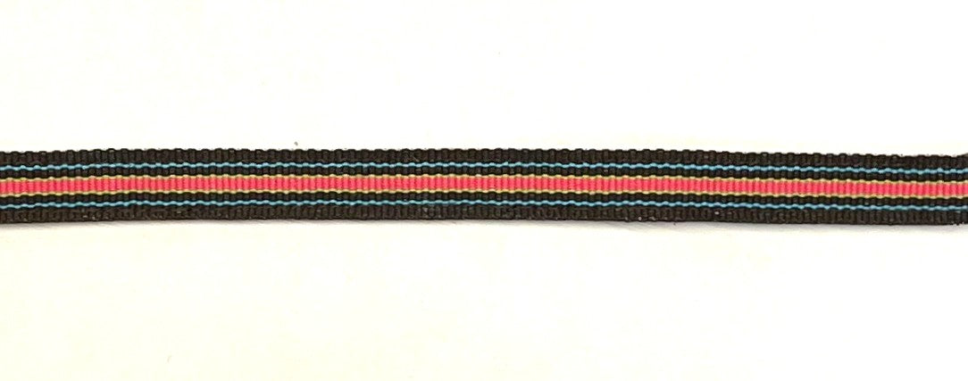 Brown with Blue, Green, and Pink Stripe Cat Collar