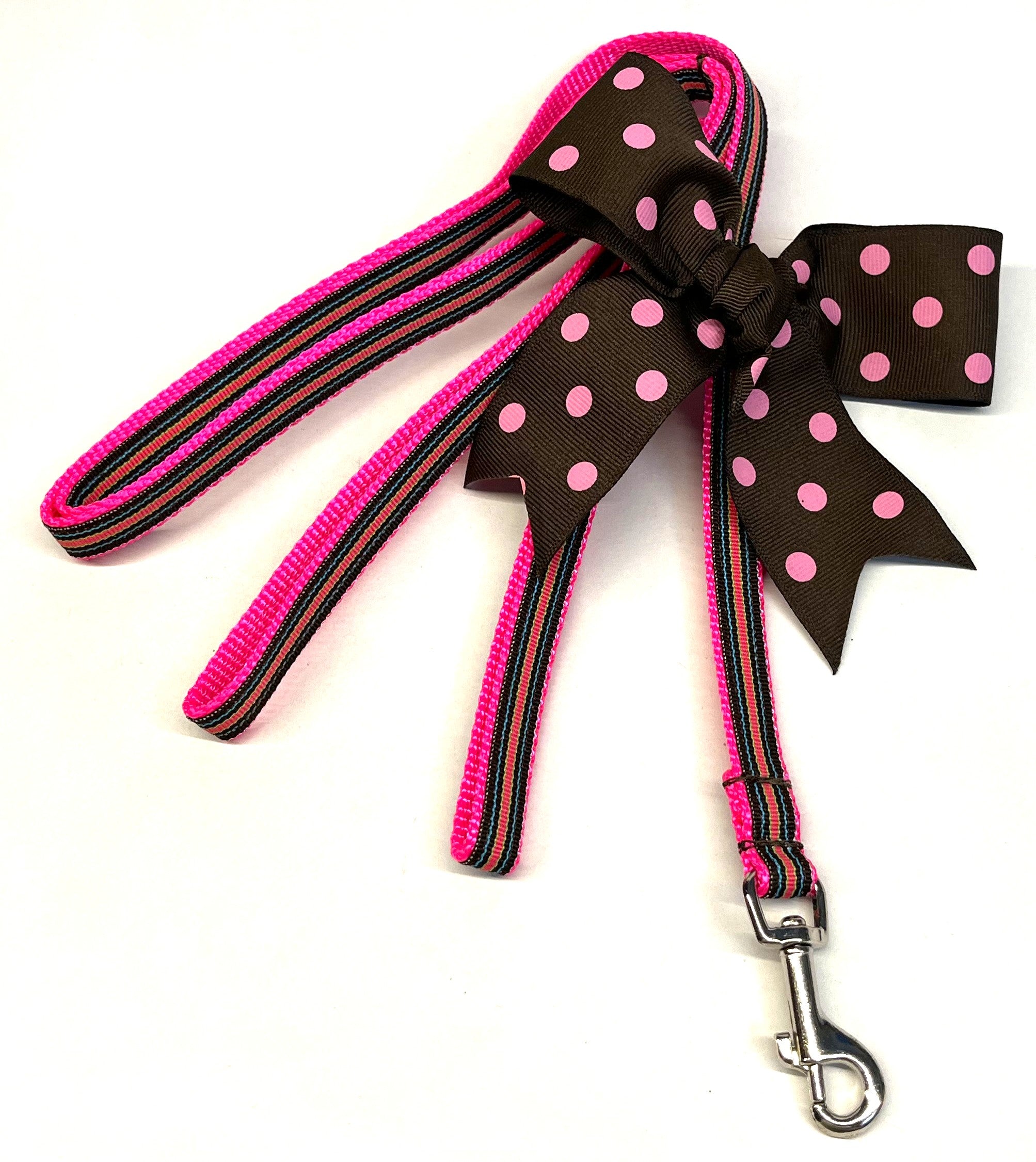 Brown, Blue, Green & Pink Stripe Dog Leash 1/2