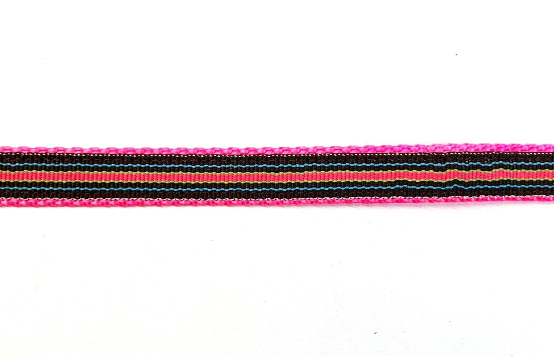 Brown Blue Green Pink Stripe Dog Collar 1/2 inch