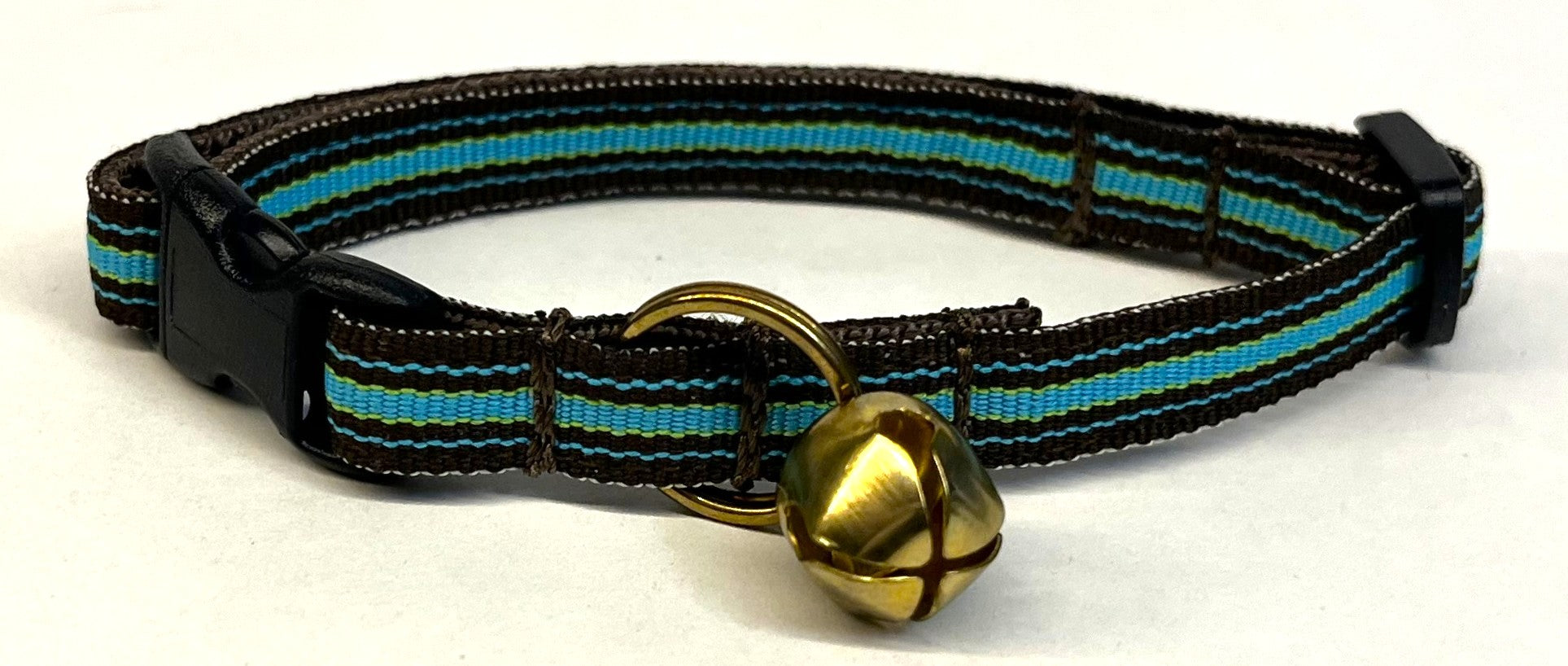 Brown, Blue, and Green Stripe Cat Collar