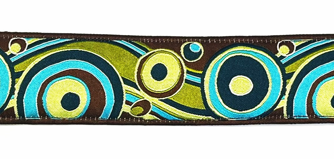Brown, Blue, and Green Swoosh with Dots Chain Martingale Collar 1 1/2 in