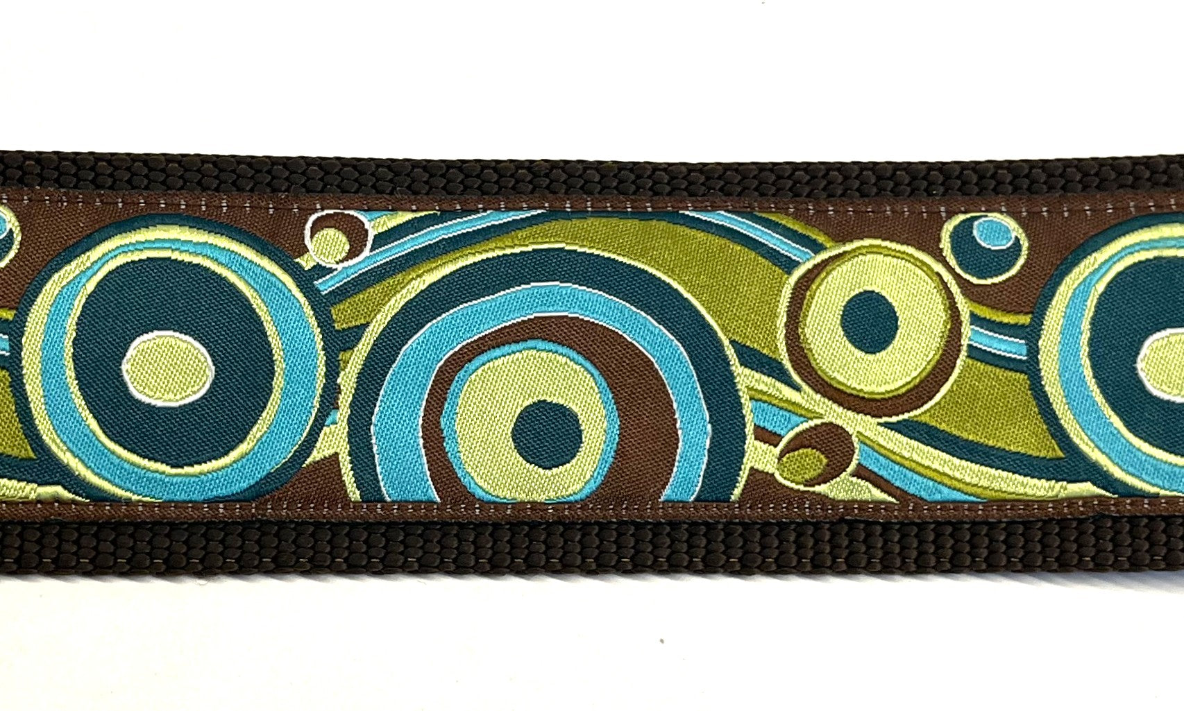 Brown, Blue, Green Swoosh with Dots Dog Collar 2in