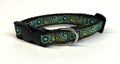 Brown Blue Green Swoosh with Dots Dog Collar 3/4