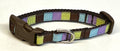 Brown, Green, Lavender, and Blue Squares Dog Collar 1/2