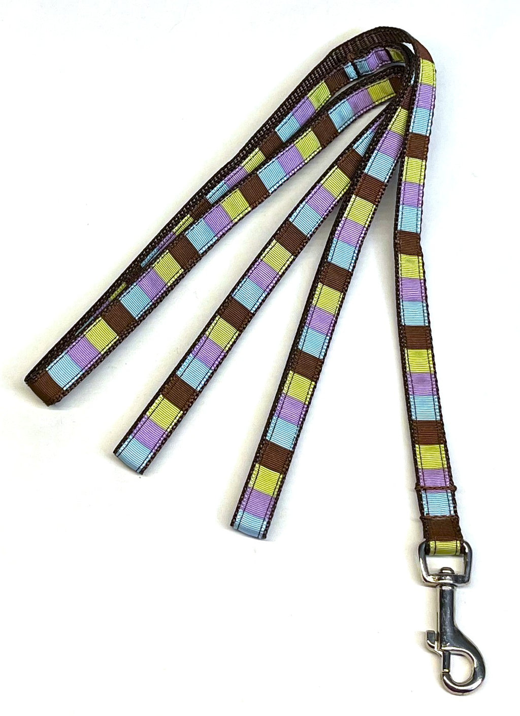Brown, Green, Lavender, and Blue Squares Dog Leash 1/2