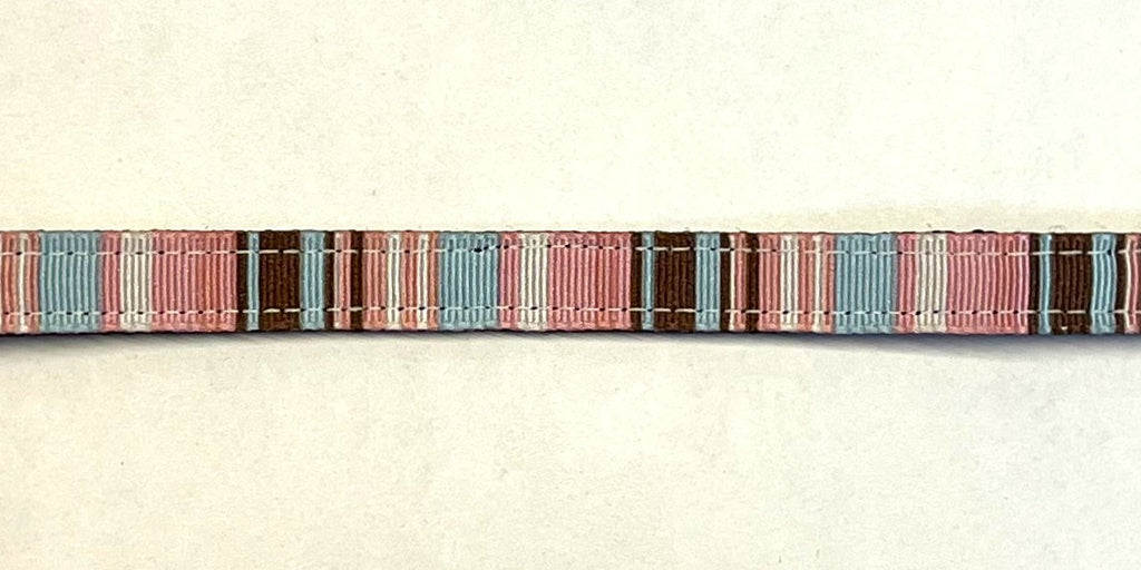 Brown, Light Pink, Light Blue & White Vertical Stripe Cat Collar