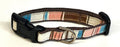 Brown, Light Pink, Pink, Blue, and White Vertical Stripe Dog Collar 1/2
