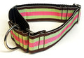 Brown, Seafoam Green, and Pink Stripe Martingale Collar 1 1/2 in