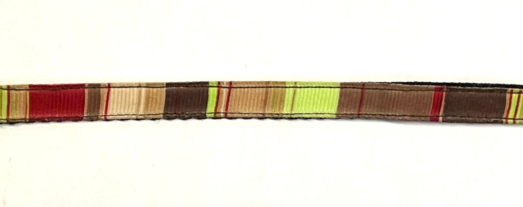 Brown, Tan, Red, and Green Vertical Stripe Cat Collar