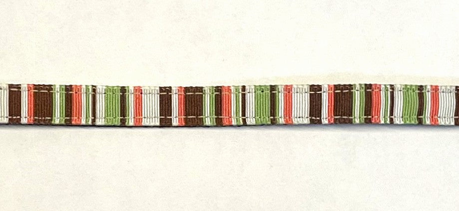 Brown, White, Green & Pink Vertical Stripe Cat Collar
