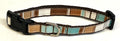 Brown, White, Tan, and Aqua Vertical Stripes Dog Collar 1/2