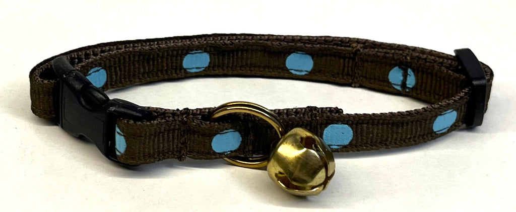 Brown with Blue Dot Cat Collar