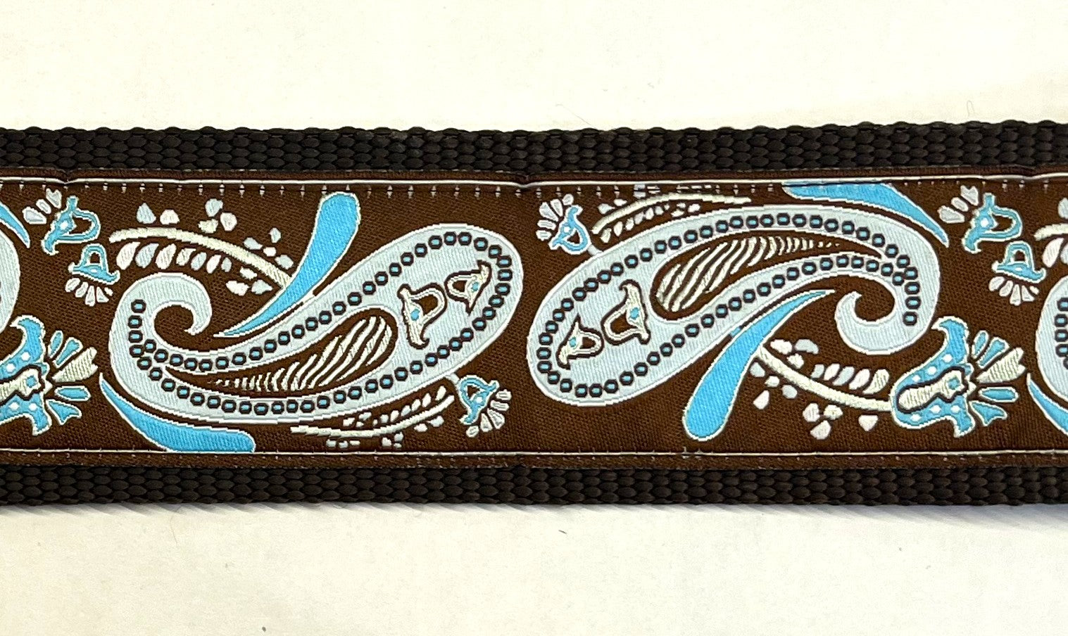 Brown with Blue Paisley Design Martingale Collar 2in