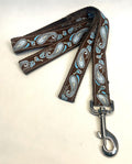 Brown with Blue Paisley Design Dog Leash 1in