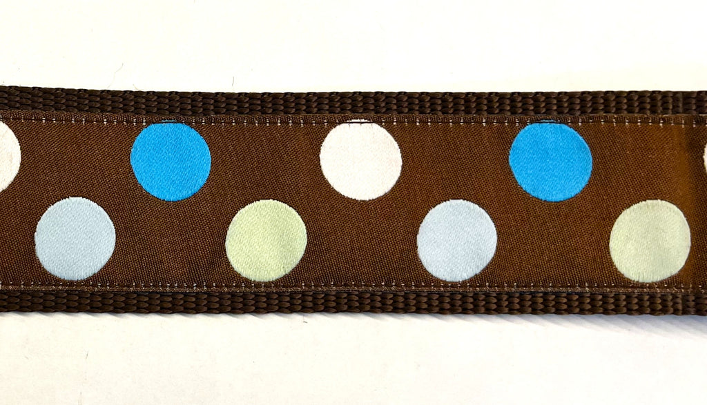 Brown with Blue, White, and Light Green Dots Dog Collar 2in