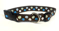 Brown with Blue, White and Light Green Dots Dog Collar 1in